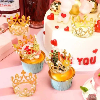 Mini Corona de Decoración para Pasteles - Tiara de Perlas para Cumpleaños y Bodas (20/1 Pcs)