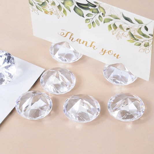 10 Pcs Soporte de Tarjeta de Mesa Diamante Acrílico, Clip de Tarjeta para Nombres o Fotos, Decoración de Boda y Aniversario