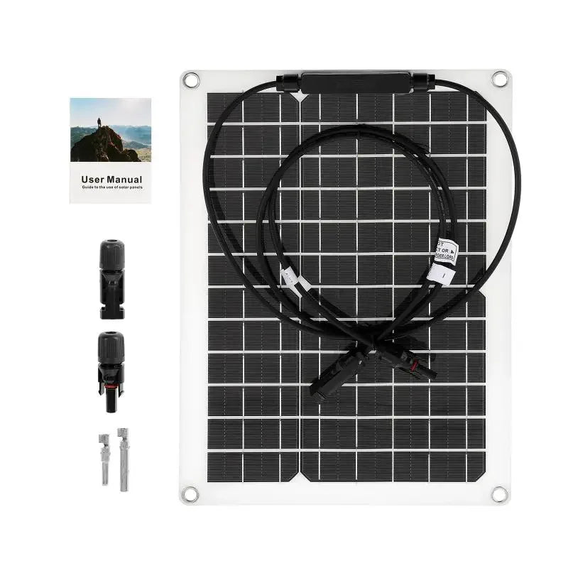 Panel Solar Flexible 30W-600W con Cargador Dual USB y Controlador 10A-100A – Energía Eficiente para Móviles y Vehículos