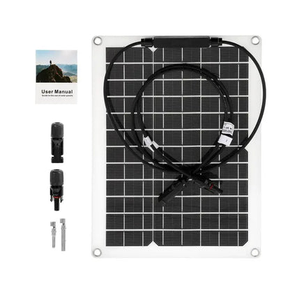 Panel Solar Flexible 30W-600W con Cargador Dual USB y Controlador 10A-100A – Energía Eficiente para Móviles y Vehículos