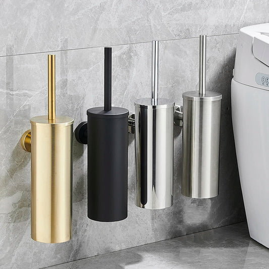 Soporte de Escobilla de Baño Montado en la Pared de Acero Inoxidable Negro – Limpieza de WC con Cepillo Largo, Modelo FR07