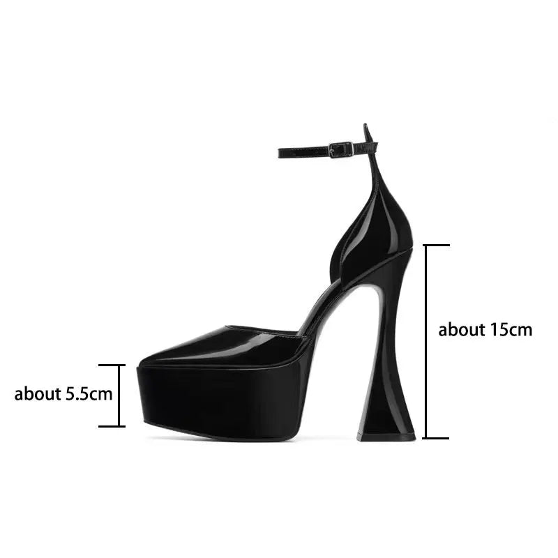 Zapatos de Fiesta para Mujer con Tacones Súper Altos y Suela Gruesa - Nuevos en Negro para Primavera y Verano