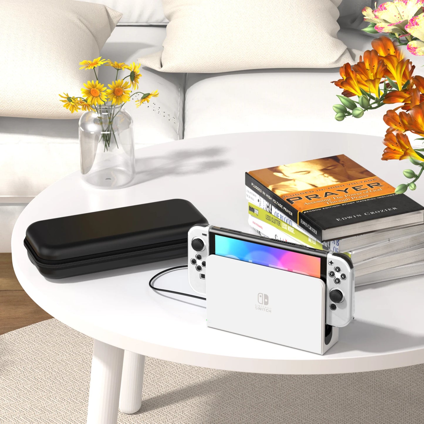 Estuche de Transporte y Kit de Accesorios 9 en 1 para Nintendo Switch OLED Modelo 2022 con Funda Protectora