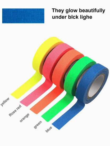 6 Pcs Cinta Fluorescente UV Neón para Decoración de Fiestas y Advertencias, Cinta Luminiscente para Hogar, Bodas y Escaleras