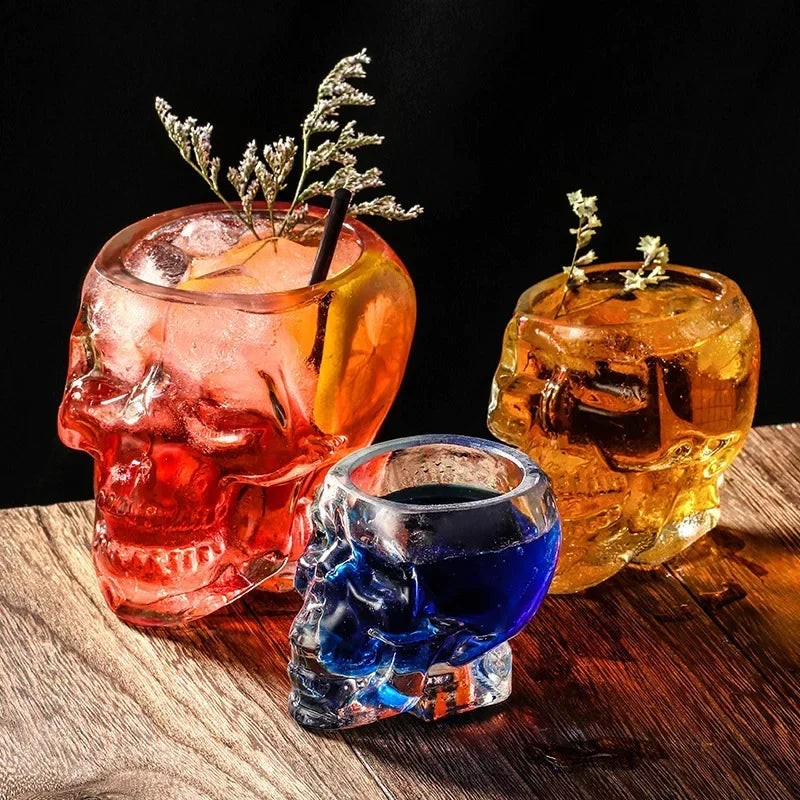 Taza de Cristal Transparente con Cabeza de Calavera - Vaso para Café, Jugo, Whisky, Vino y Cerveza, Perfecto para Halloween