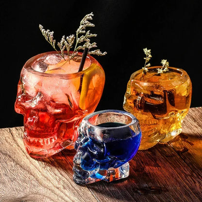 Taza de Cristal Transparente con Cabeza de Calavera - Vaso para Café, Jugo, Whisky, Vino y Cerveza, Perfecto para Halloween