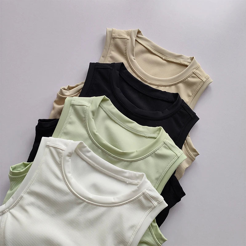 Traje de Yoga, chaleco con tirantes, almohadilla para el pecho, sujetador deportivo para cubrir el pecho, ropa para correr para mujer, Top ajustado y adelgazante para Fitness