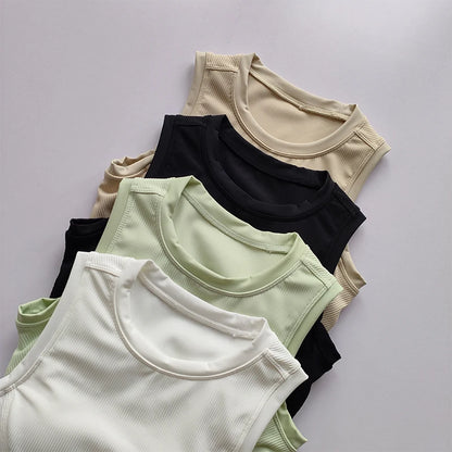 Traje de Yoga, chaleco con tirantes, almohadilla para el pecho, sujetador deportivo para cubrir el pecho, ropa para correr para mujer, Top ajustado y adelgazante para Fitness