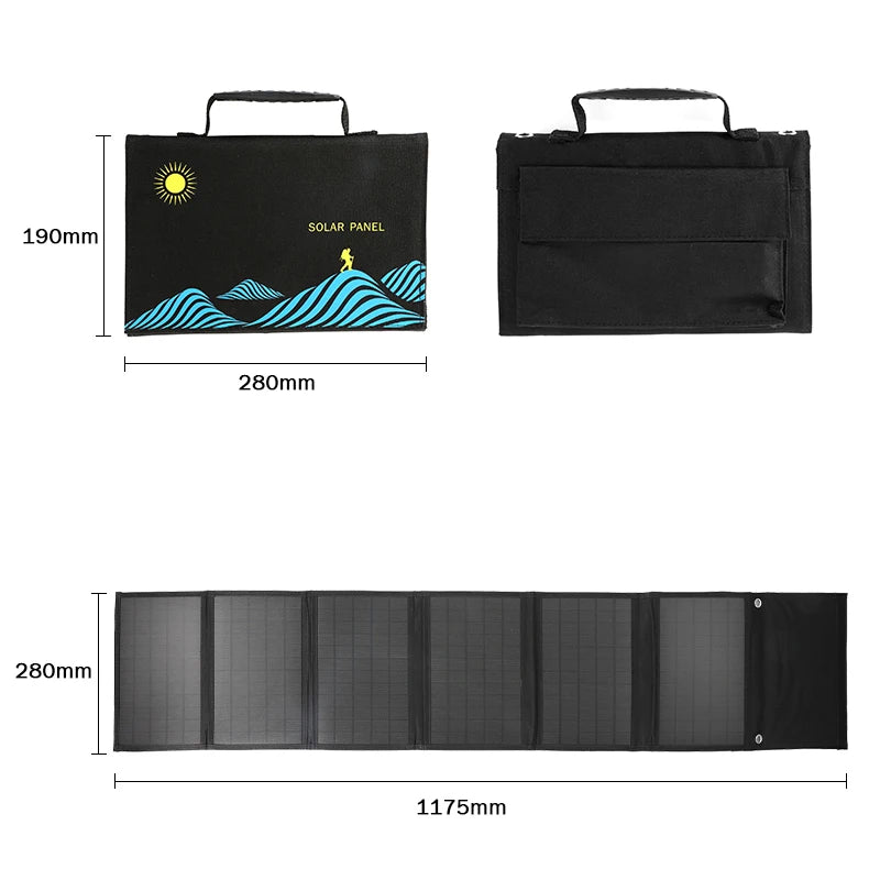 Cargador Solar Plegable de 100W con Salida USB y DC – Panel Solar Portátil Ideal para Camping y Aventura
