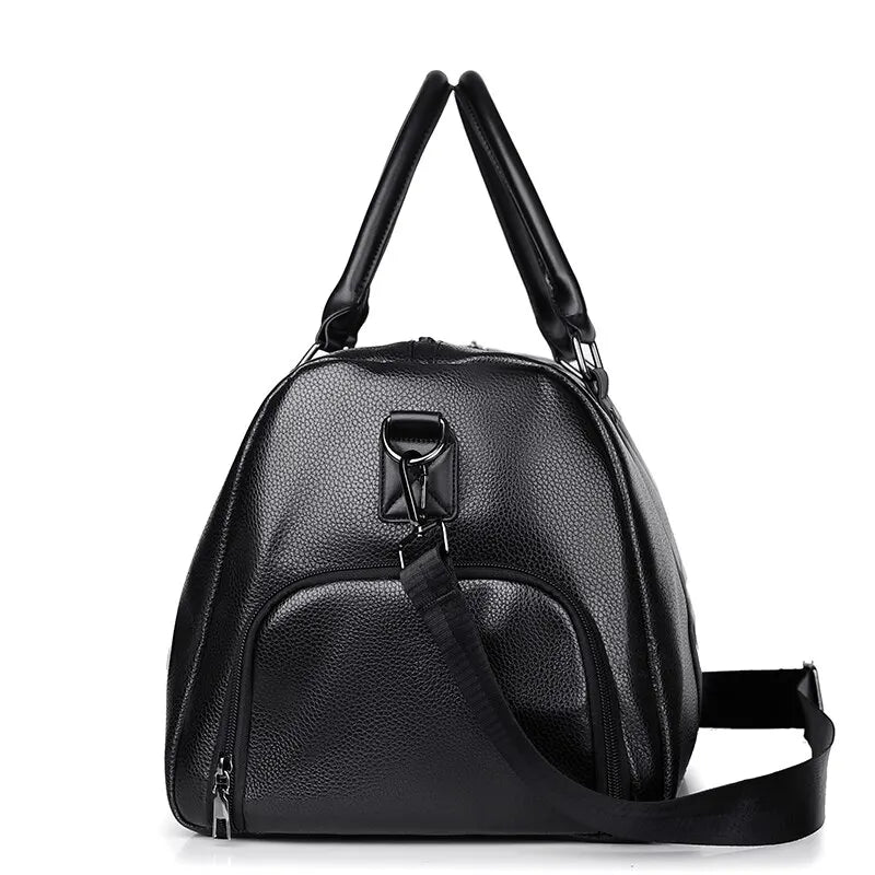 Bolso Retro Deportivo y de Viaje | Impermeable de Gran Capacidad | Bolsa de Entrenamiento PU con Compartimento para Zapatos