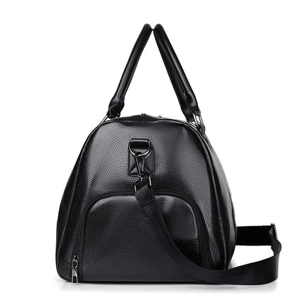 Bolso Retro Deportivo y de Viaje | Impermeable de Gran Capacidad | Bolsa de Entrenamiento PU con Compartimento para Zapatos