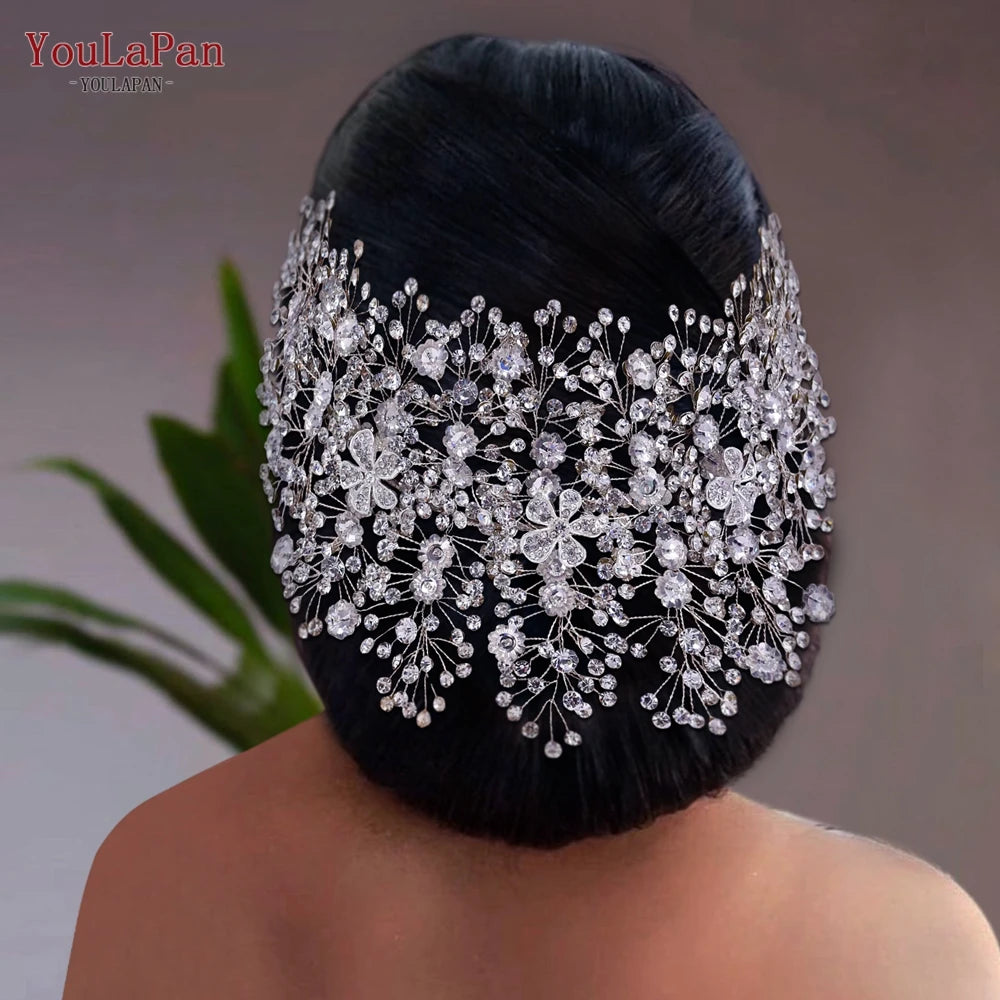Tocado de Novia con Diamantes de Imitación, Conjunto de Pendientes, Tiara Nupcial, Corona de Boda de Cristal, Diadema, Accesorios para el Cabello, HP240