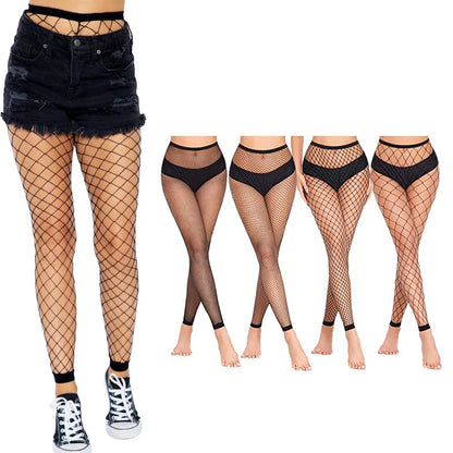 Medias de Red Sin Pie para Mujeres, Leggings Transparentes de Cintura Alta, Pantyhose Negras con Diseño de Red