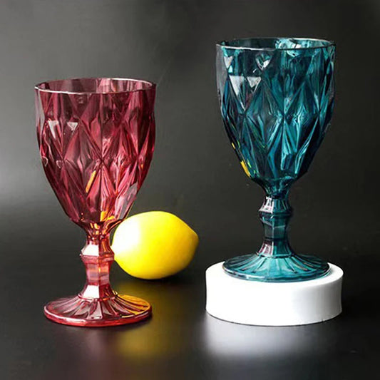 Copas Vintage de Plástico para Vino 330ml | Elegantes Vasos Grabados para Bebidas y Cócteles