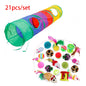 Sonajero para Gatos y Túnel de Papel Arrugado, Juguetes para Gatos Pequeños, Túnel Plegable de Poliester y Algodón, Tienda y Juguetes para Gatos, 21 Piezas