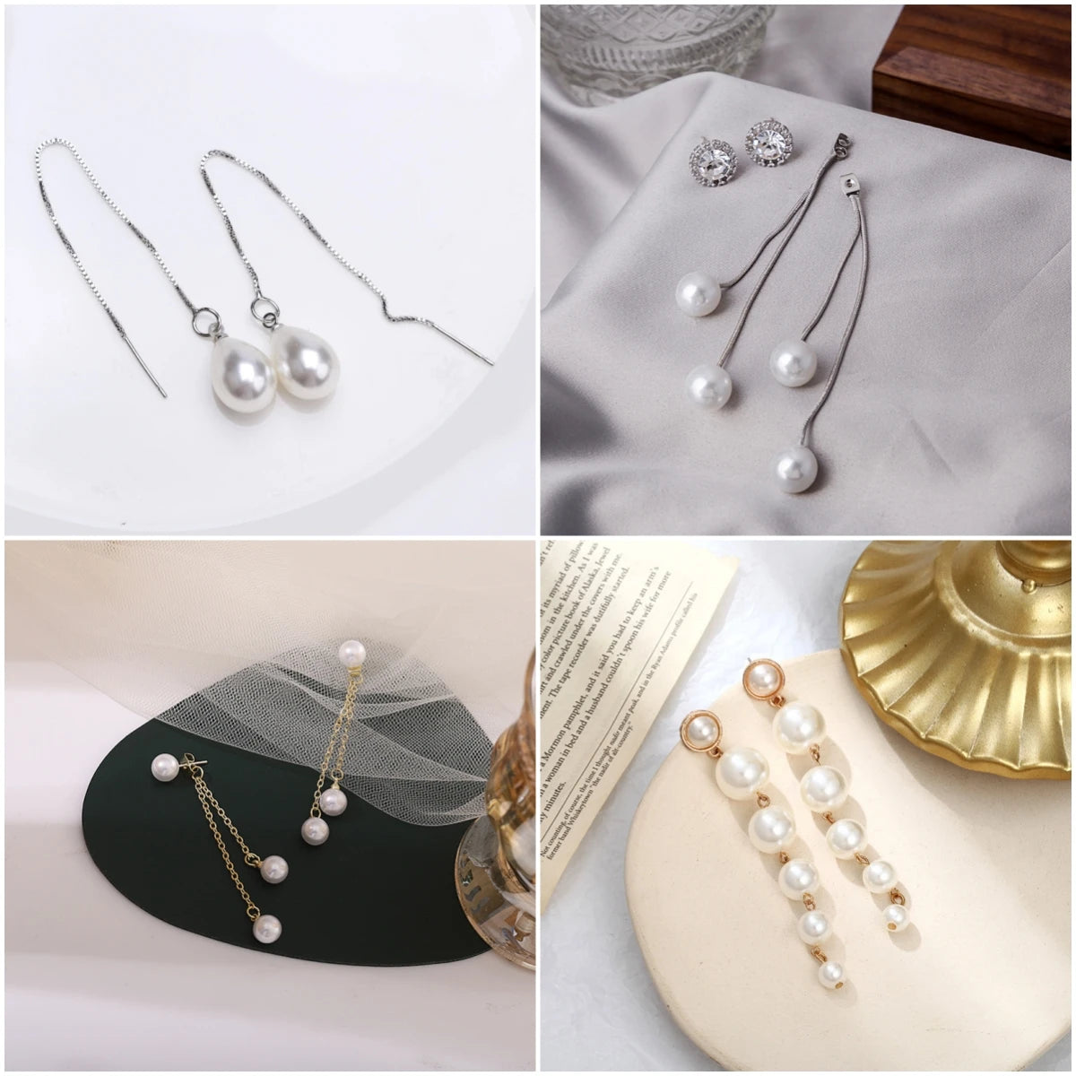 Pendientes de Perlas con Toque Floral y Estelar