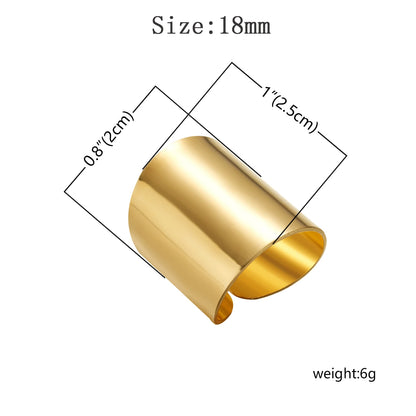 Anillo Abierto de Color Dorado y Plateado para Mujeres y Hombres - Anillo Ancho Estilo Hip Hop Punk, Joyería Boho Simple