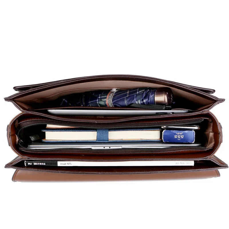 Maletín de Negocios con Cerradura de Contraseña para Hombre – Maletín Ejecutivo de Cuero PU, Bolso de Hombro de Lujo, Maletín para Laptop