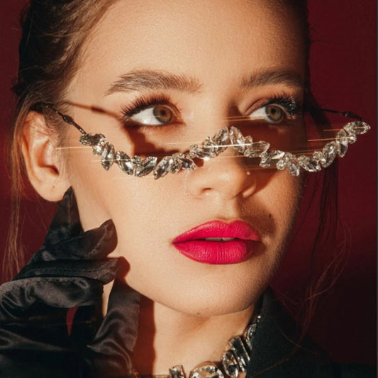 Montura de Gafas Geométrica con Diamantes de Imitación para Mujer | Joyería Facial de Lujo para Novias y Accesorios de Fiesta