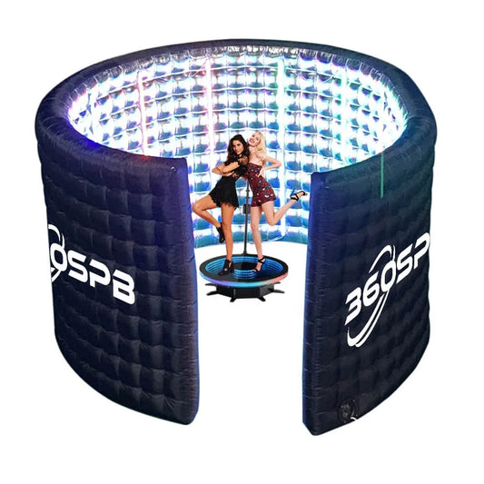 Cabina de Fotos Inflable 360 con 24 Tubos LED y Ventilador de Aire, Fondo para Fiesta, Boda, Cumpleaños