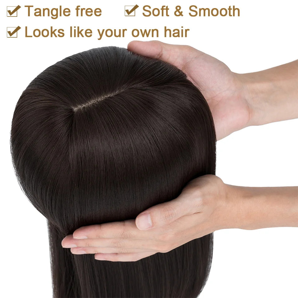 Benehair-extensiones de cabello sintético para mujer, postizos con flequillo, 18 pulgadas