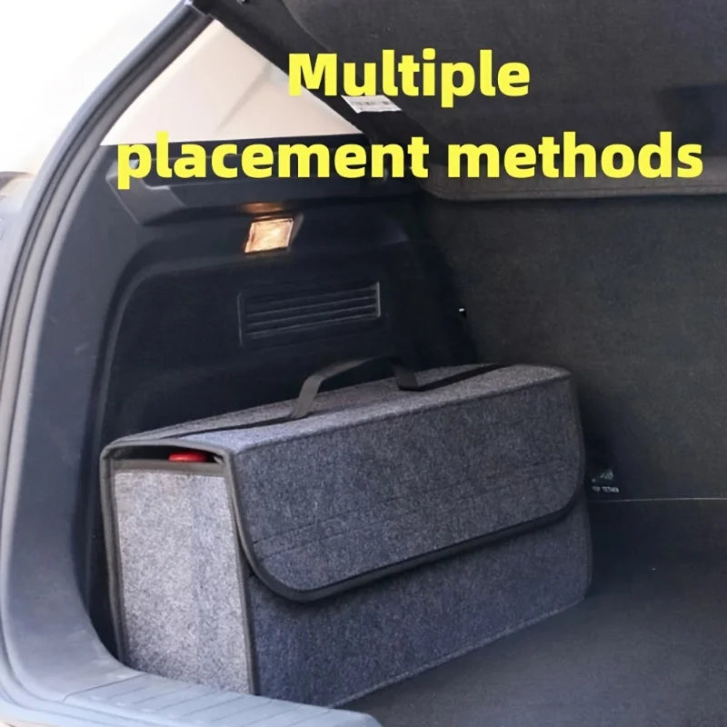 Bolsa Organizadora de Maletero Gris, Organizador Antideslizante con Compartimentos, Almacenamiento de Herramientas para Auto