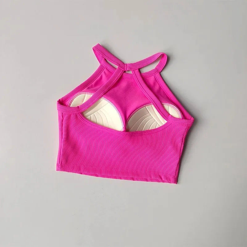 Sujetador Deportivo con Acolchado Fijo para Mujer - Top de Yoga Antichoque y Camiseta de Entrenamiento