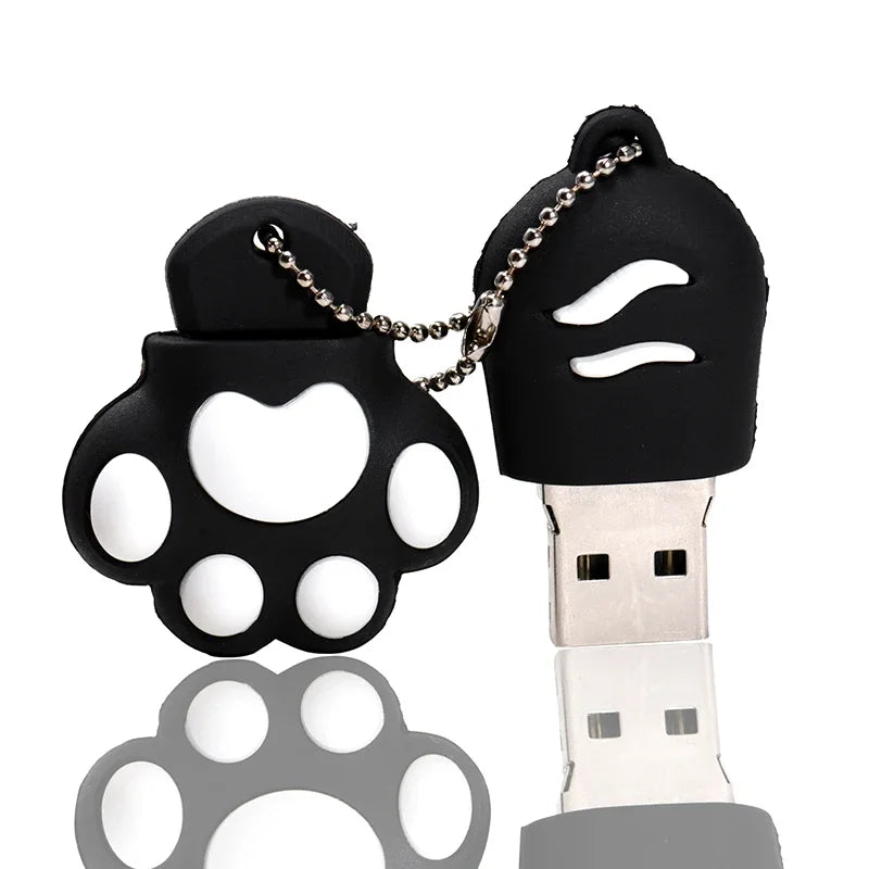 Pata de Gato USB Flash Drive | 64GB, 32GB, 16GB, 8GB | Pendrive Colorido y Portátil con Llavero Gratis | Memoria de Alta Velocidad y Durabilidad | U Disk Rojo y Azul"
