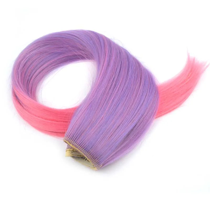 Cabello Sintético Liso de una Pieza, Extensión de Cabello con 5 Clips, Color Degradado Colorido, para Cosplay de Halloween