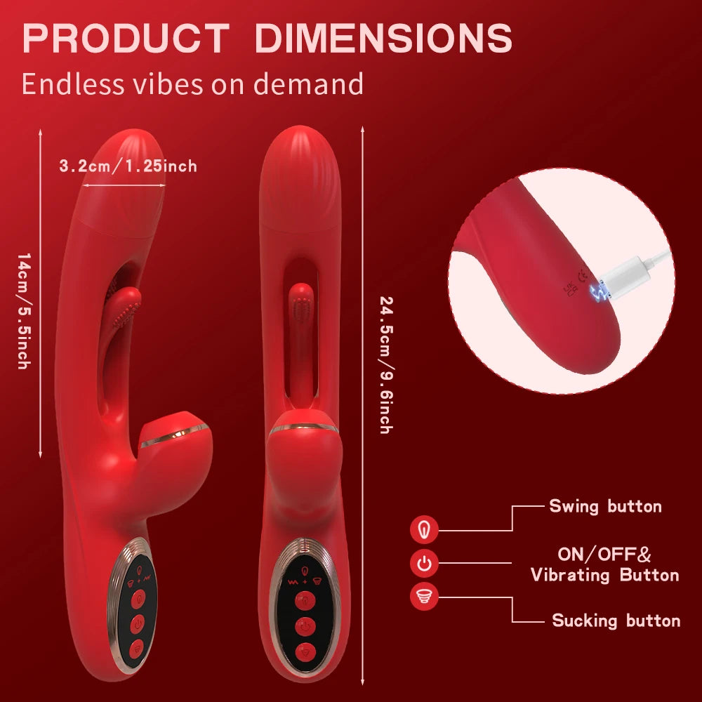 Vibrador Tapping con Succión para Mujeres, Estimulador de Clítoris y Punto G, Juguete Sexual Triple Estimulación