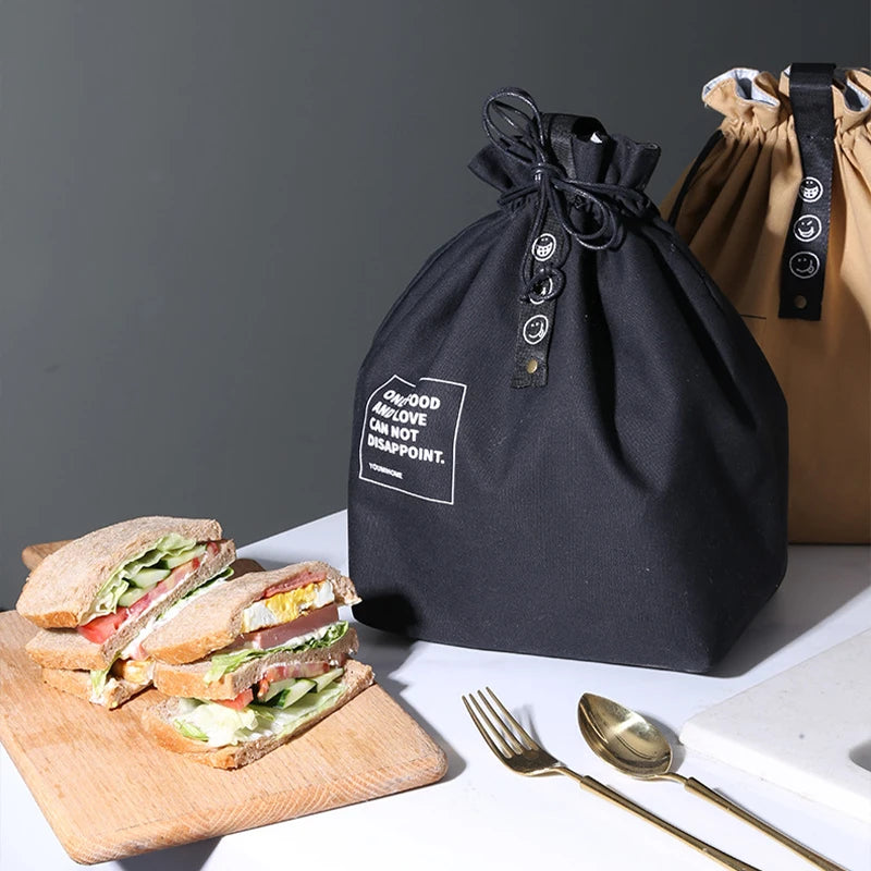Bolsa Bento de Lona para Almuerzo, Bolsa Portátil para Picnic, Escuela y Almacenaje de Comida