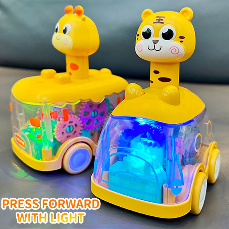 Coche Inercial Infantil con Forma de Animal – Juguete Educativo de Engranajes y Luces para Niños