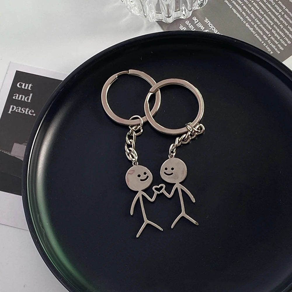 Llavero Divertido para Parejas – Diseño Creativo de Corazón a Corazón y Mano con Dedos, Regalo para Enamorados