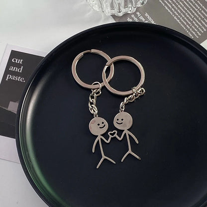 Llavero Divertido para Parejas – Diseño Creativo de Corazón a Corazón y Mano con Dedos, Regalo para Enamorados