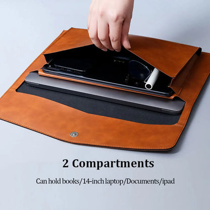 Cartera de Cuero Personalizada con Letras – Folder de Archivos A4 para Negocios con Cierre Magnético y Estuche para Laptop