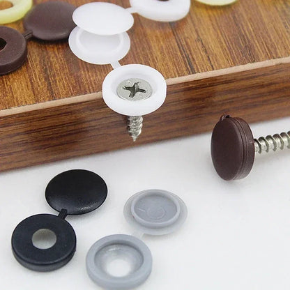 100 Piezas de Tapas Protectoras para Tornillos con Bisagra, Tapones Decorativos para Muebles y Automóviles – Varios Colores, Plástico Resistente