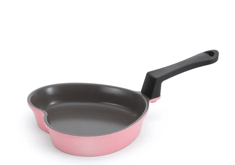 Mini sartén de amor, olla de cocina de cerámica antiadherente, suplemento de comida para bebés, Rosa, en forma de corazón, Wok pequeño