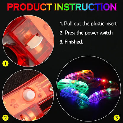 Gafas LED Brillantes que Brillan en la Oscuridad - Múltiples Colores Neon para Fiestas y Celebraciones