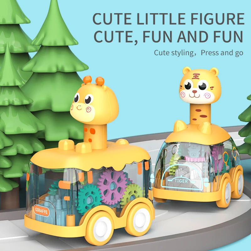 Coche Inercial Infantil con Forma de Animal – Juguete Educativo de Engranajes y Luces para Niños