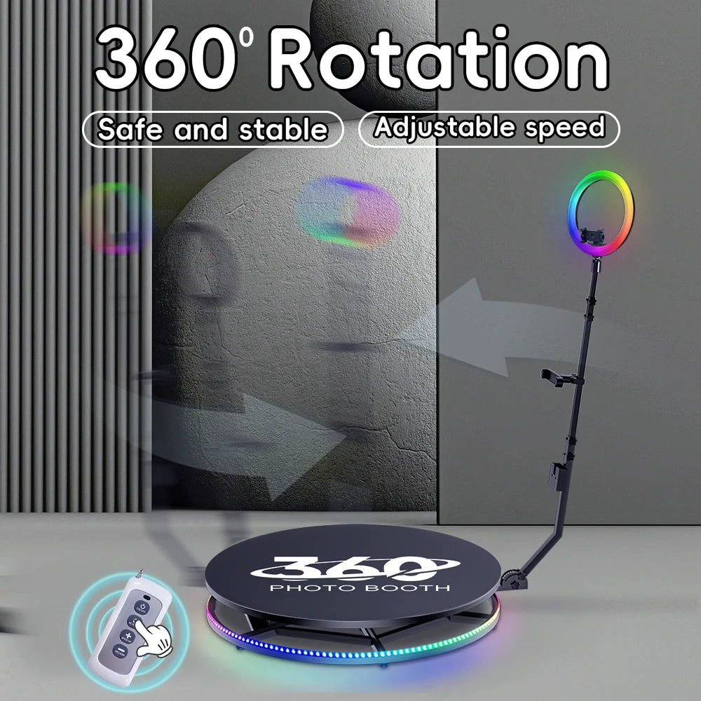 Cabina Fotográfica Rotativa 360° de 100 cm con Estuche de Transporte - Plataforma de Video 360° para Eventos y Fiestas