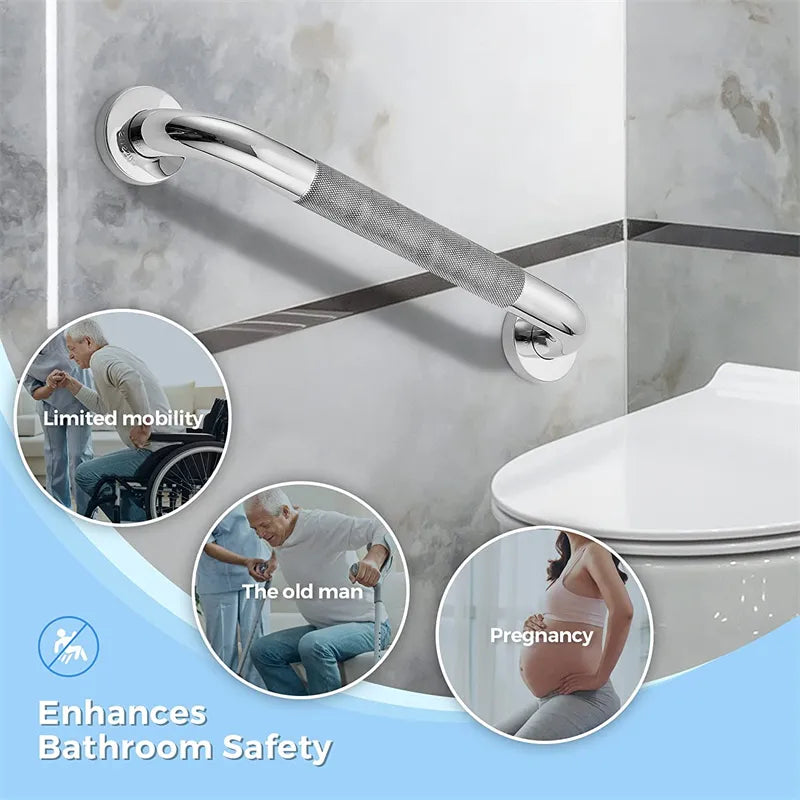 Barra de Agarre para Baño y WC de Acero Inoxidable de 300/400/500mm, Antideslizante, Soporte de Seguridad para Duchas con Toallero