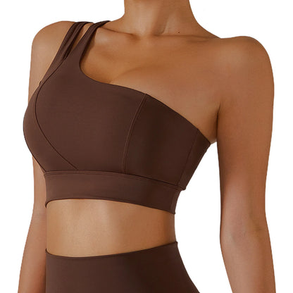 Conjunto Deportivo de Yoga para Mujer con Falda y Top - Set de Gimnasio y Fitness de Cintura Alta y Sosten Bra de un Hombro