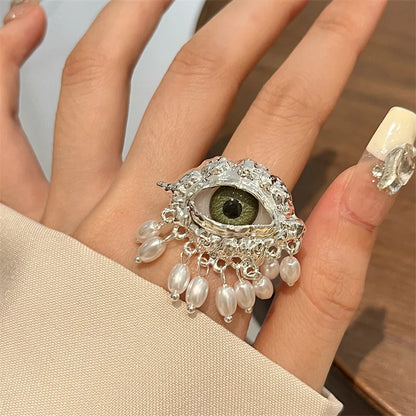 Anillo de Ojo de Diablo de Lujo Ligero – Joyería Vintage Medieval para Mujer