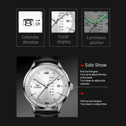 Reloj de Cuarzo con Correa de Cuero, Cronógrafo con Esfera Redonda y Calendario, Modelo 2931