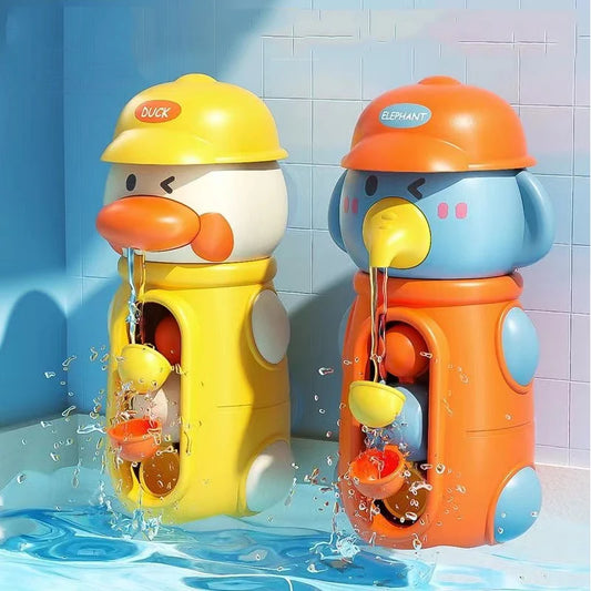 Juguetes de Baño para Bebés: Divertidos Patitos y Elefantes con Rueda de Agua, Juguetes de Baño para Niños con Ventosa, Juegos de Agua Educativos para la Hora del Baño