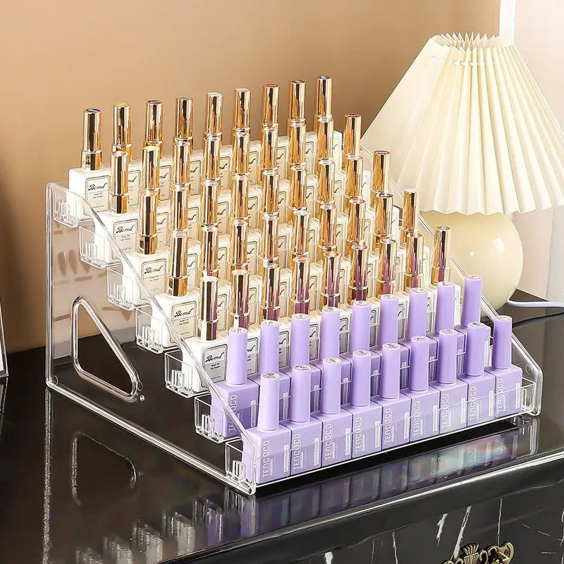 Estante de Exhibición de Esmalte de Uñas Acrílico - Organizador de Cosméticos Transparente, Soporte Multicapa (3/4/5/6/7 Capas)