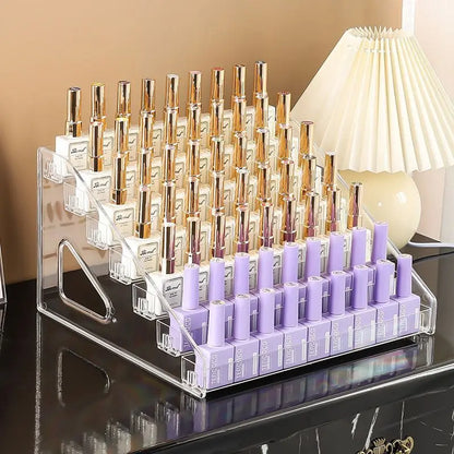 Estante de Exhibición de Esmalte de Uñas Acrílico - Organizador de Cosméticos Transparente, Soporte Multicapa (3/4/5/6/7 Capas)