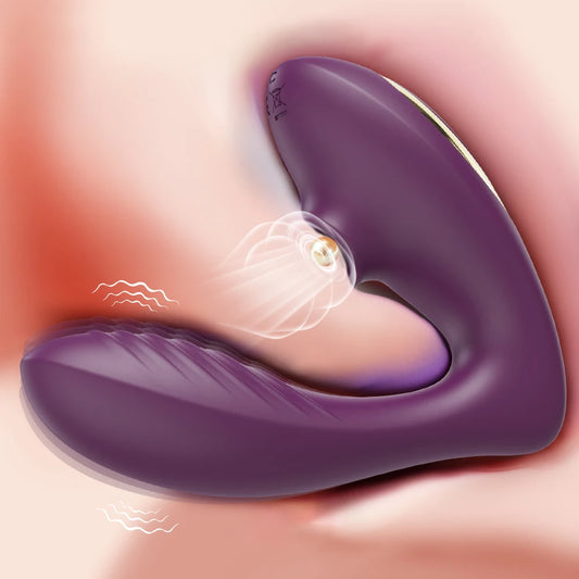 Vibrador de Succión y Vibración para Mujeres – Estimulador Clítoris, Pezones y Dildo con 10 Modos de Vibración y Succión, Juguete Sexual para Adultos