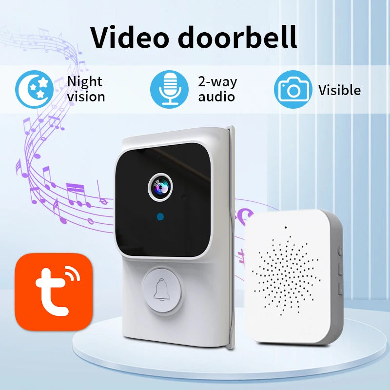 Cámara Timbre Inalámbrico Tuya | 1080p HD, Audio Bidireccional, Intercom Inteligente y Visión Nocturna