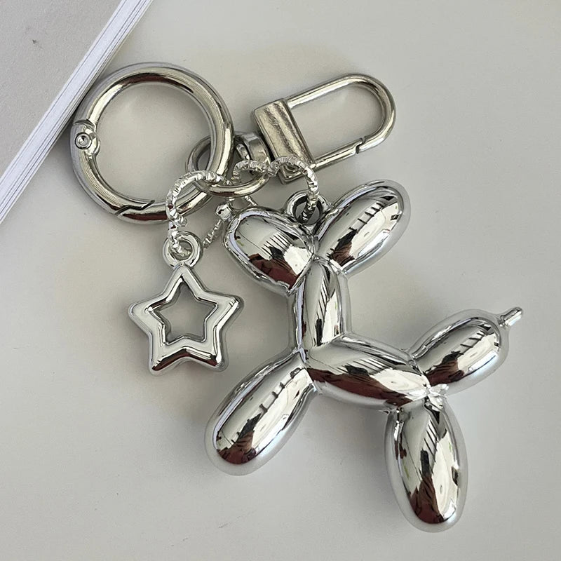 LLavero de perro de globo 3D coreano para llaves de coche, accesorios de Iphone, llavero de corazón de moda, llavero colgante de bolso de mujer